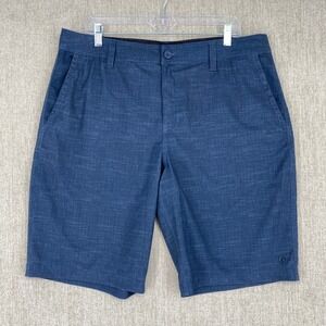 Hang Ten Shorts Mens 36 Blue Hybrid Board Chino Stretch Drawstring Walkshort 11"